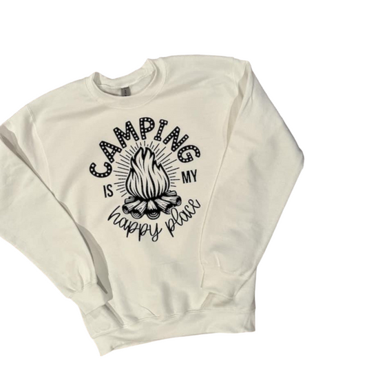 Camping Is My Happy Place-Gildan Heavy Blend Crewneck Sweatshirt